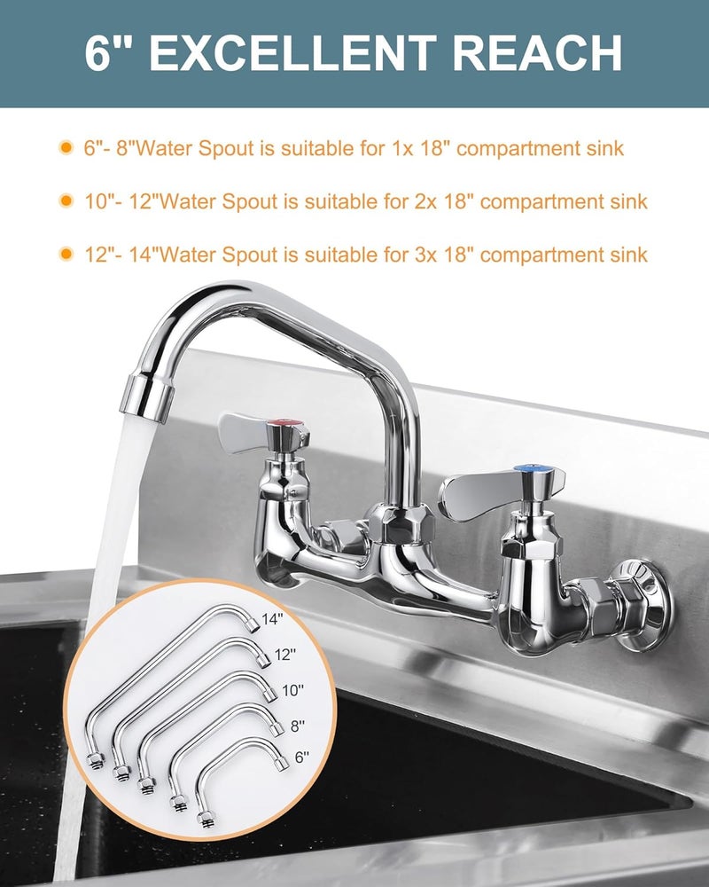 IVIGA G3/4 Internal Thread Commercial Faucet Swivel Spout Replacement: 6“ Add-on Swing Nozzle - Chrome Polished Spout Replacement For Commercial Kitchen Sink Faucet - 1.8gpm/ 2.2gpm Aerator - Image 5